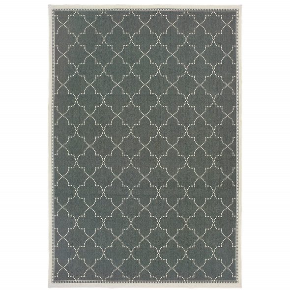 2' X 4' Grey Geometric Stain Resistant Indoor Outdoor Area Rug