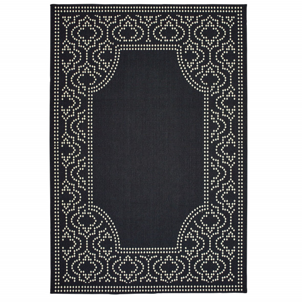 8' X 11' Black Stain Resistant Indoor Outdoor Area Rug