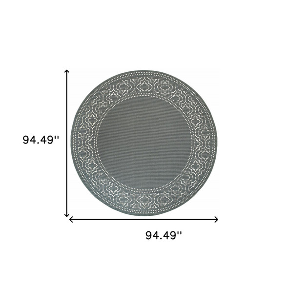 8' Round Grey Round Stain Resistant Indoor Outdoor Area Rug