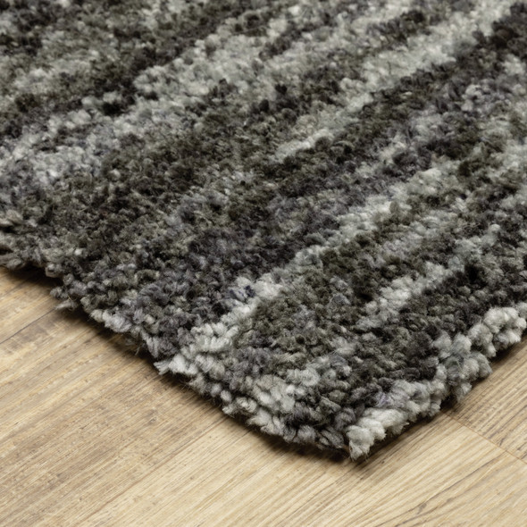 8' X 11' Charcoal Shag Power Loom Stain Resistant Area Rug