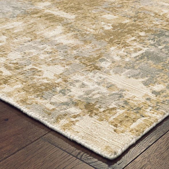 10' X 14' Grey And Brown Abstract Hand Loomed Stain Resistant Area Rug