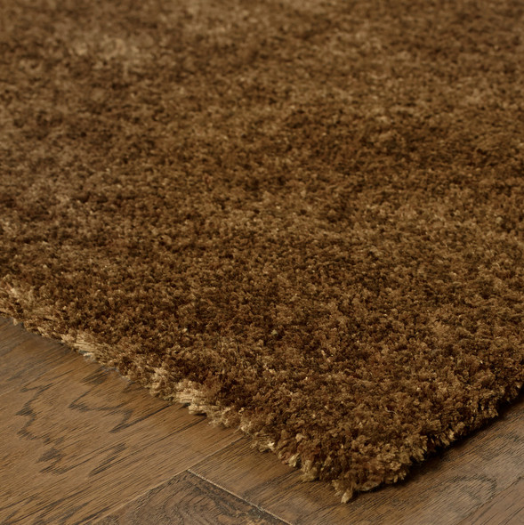 6' X 9' Brown Shag Tufted Handmade Stain Resistant Area Rug