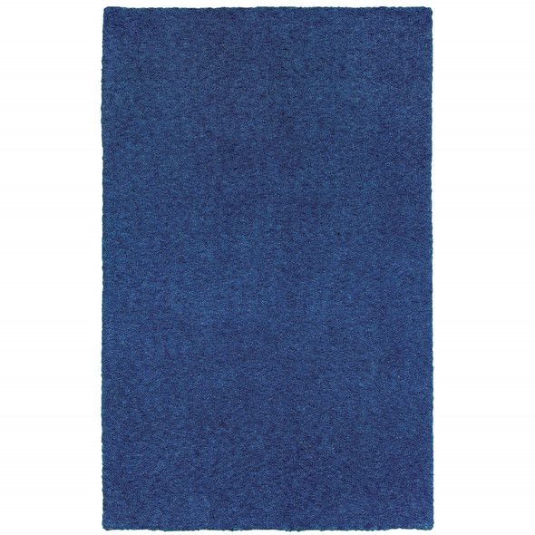 3' X 5' Deep Blue Shag Tufted Handmade Stain Resistant Area Rug