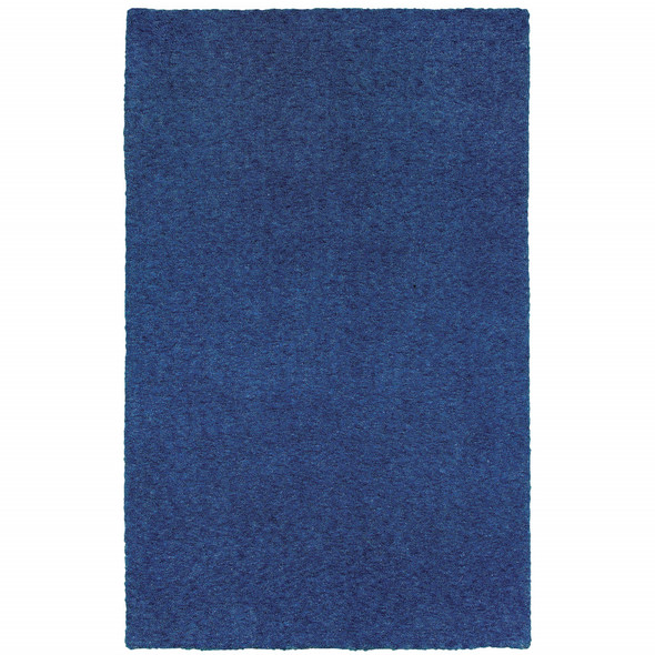 5' X 7' Deep Blue Shag Tufted Handmade Stain Resistant Area Rug