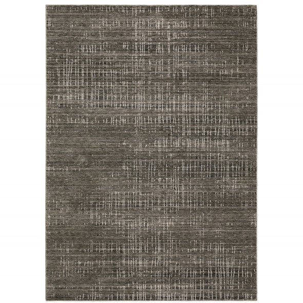 5' X 8' Charcoal Grey Grey Ivory Tan And Brown Abstract Power Loom Stain Resistant Area Rug