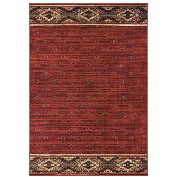 4' X 6' Berry Gold And Ivory Southwestern Power Loom Stain Resistant Area Rug