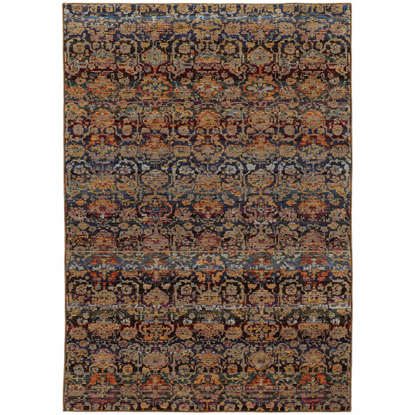6' X 9' Multi And Blue Abstract Power Loom Stain Resistant Area Rug