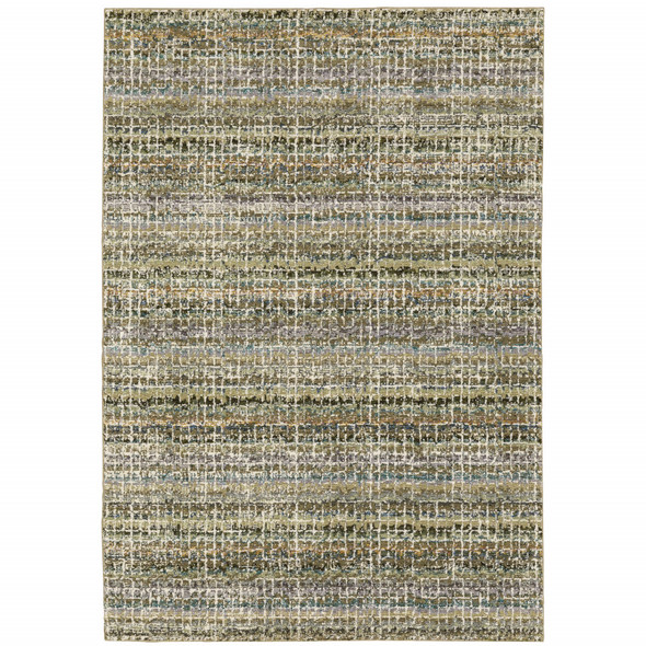 3' X 5' Green Green Grey And Purple Abstract Power Loom Stain Resistant Area Rug