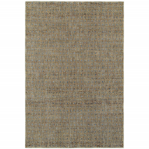 2' X 3' Silver Gold Rust And Blue Green Geometric Power Loom Stain Resistant Area Rug