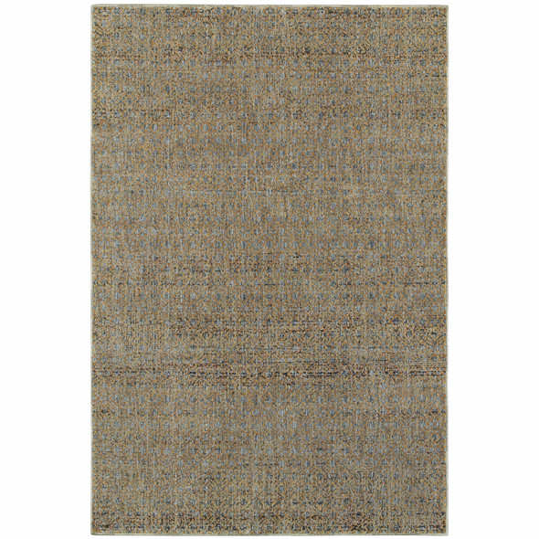 5' X 7' Silver Gold Rust And Blue Green Geometric Power Loom Stain Resistant Area Rug