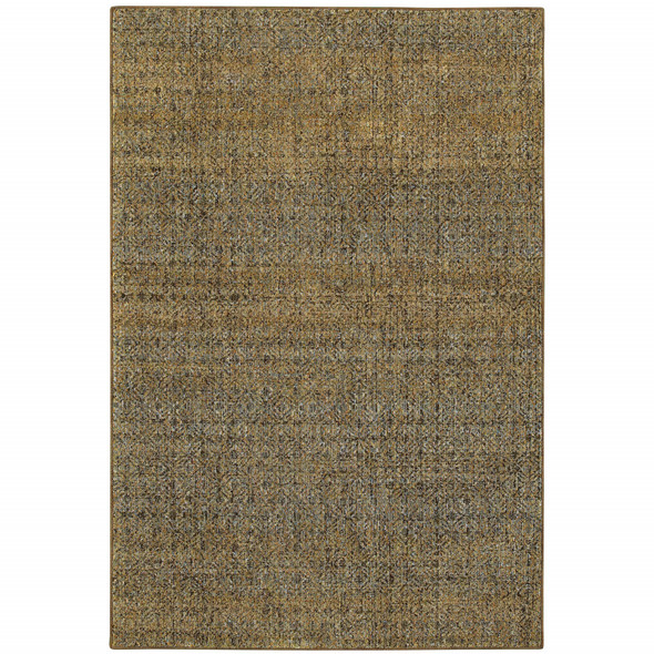 9' X 12' Brown Gold Rust Blue And Green Geometric Power Loom Stain Resistant Area Rug