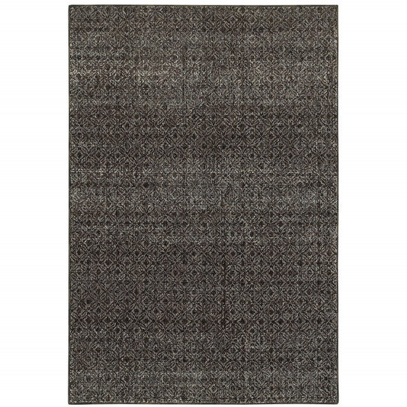 6' X 9' Charcoal Grey And Brown Geometric Power Loom Stain Resistant Area Rug