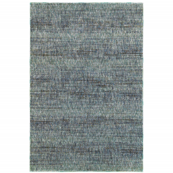 2' X 3' Blue Grey Silver And Green Power Loom Stain Resistant Area Rug