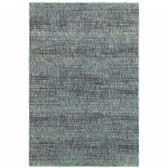 3' X 5' Blue Grey Silver And Green Power Loom Stain Resistant Area Rug