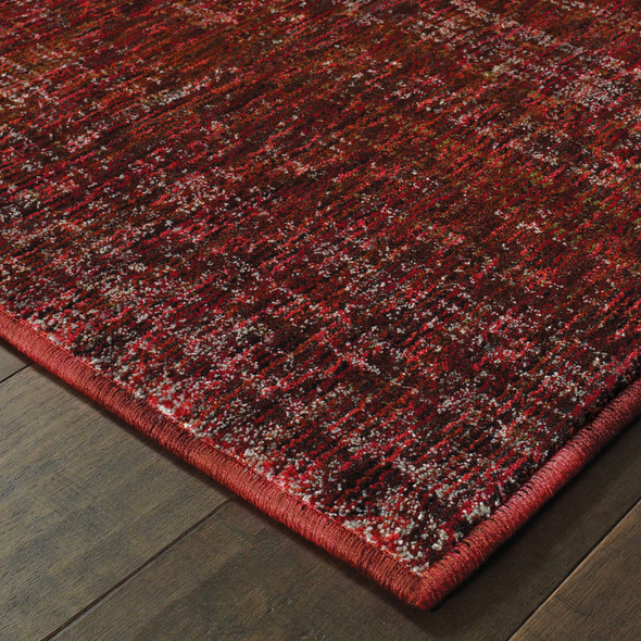 5' X 7' Red Grey Deep And Charcoal Power Loom Stain Resistant Area Rug