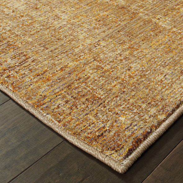 10' X 13' Gold Rust Brown Ivory Purple And Lavender Power Loom Stain Resistant Area Rug