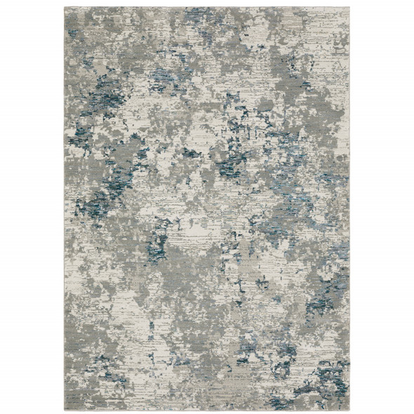 2' X 3' Blue Beige And Teal Abstract Power Loom Stain Resistant Area Rug