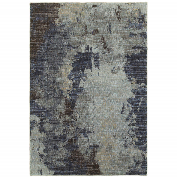 2' X 3' Navy And Blue Abstract Power Loom Stain Resistant Area Rug