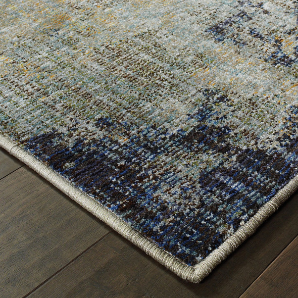 6' X 9' Navy And Blue Abstract Power Loom Stain Resistant Area Rug