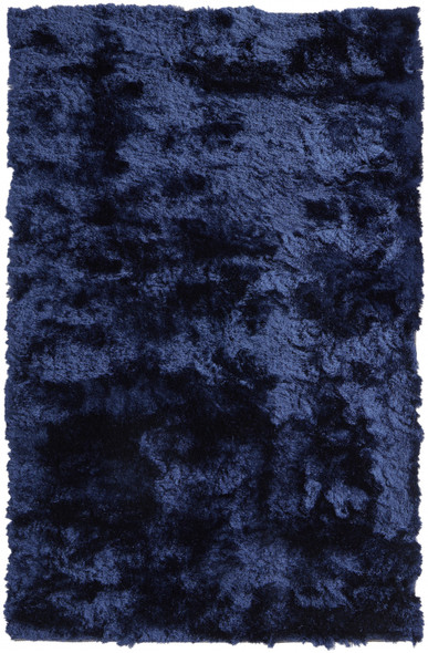 8' X 10' Blue And Black Shag Tufted Handmade Area Rug