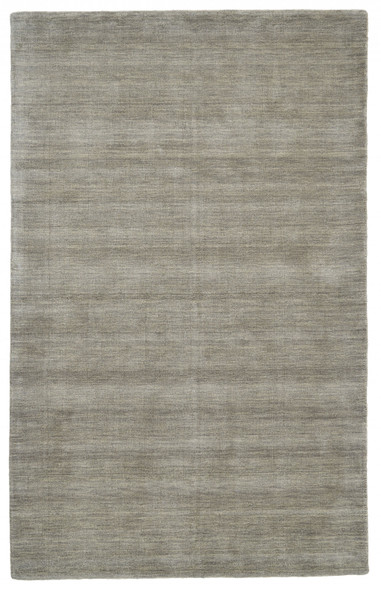 5' X 8' Gray And Ivory Wool Hand Woven Stain Resistant Area Rug