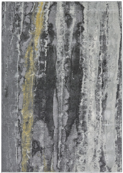 8' X 11' Gray And Black Abstract Stain Resistant Area Rug