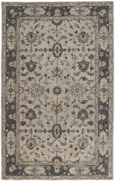 4' X 6' Gray Ivory And Taupe Wool Floral Tufted Handmade Stain Resistant Area Rug