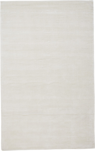 5' X 8' White Hand Woven Distressed Area Rug