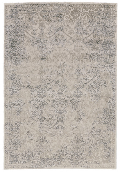 10' X 13' Ivory Gray And Black Abstract Stain Resistant Area Rug