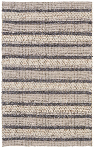 5' X 8' Ivory Tan And Gray Wool Hand Woven Stain Resistant Area Rug