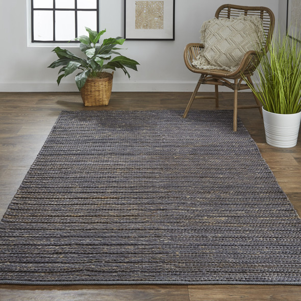 5' X 8' Brown Blue And Taupe Hand Woven Area Rug