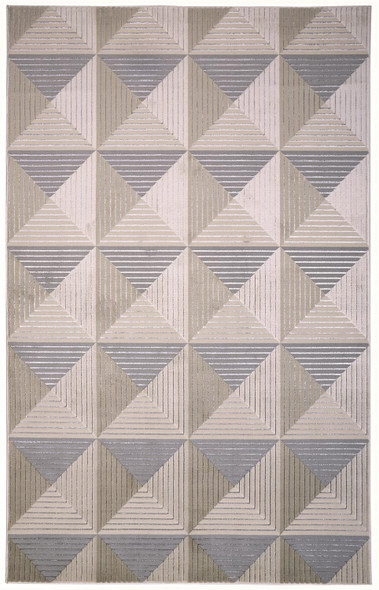 2' X 3' Beige Gray And Ivory Geometric Stain Resistant Area Rug