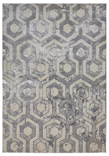 12' X 15' Gray Taupe And Silver Abstract Area Rug