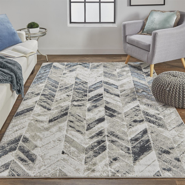 8' X 10' Black Gray And Silver Geometric Area Rug