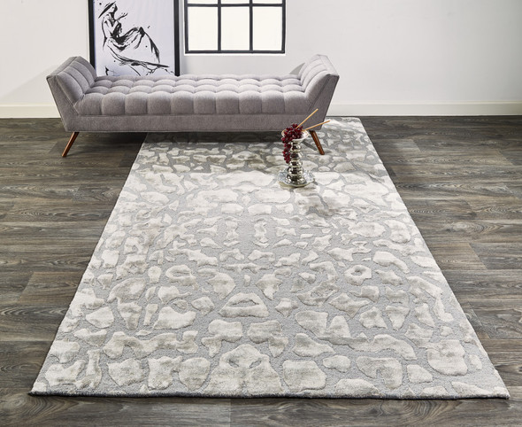 10' X 13' Gray And Silver Abstract Tufted Handmade Area Rug