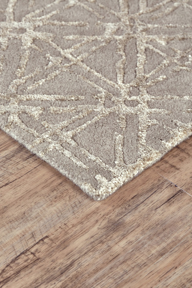 8' X 11' Taupe Ivory And Tan Wool Abstract Tufted Handmade Area Rug