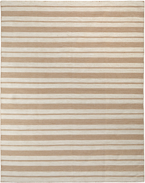 4' X 6' Ivory Taupe And Brown Striped Dhurrie Hand Woven Stain Resistant Area Rug