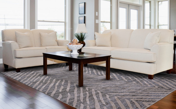 8' X 11' Gray Abstract Stain Resistant Area Rug
