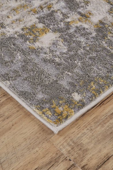 7' X 10' Gray And Gold Abstract Area Rug