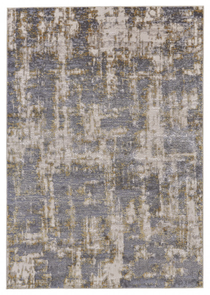 2' X 3' Gray And Gold Abstract Stain Resistant Area Rug
