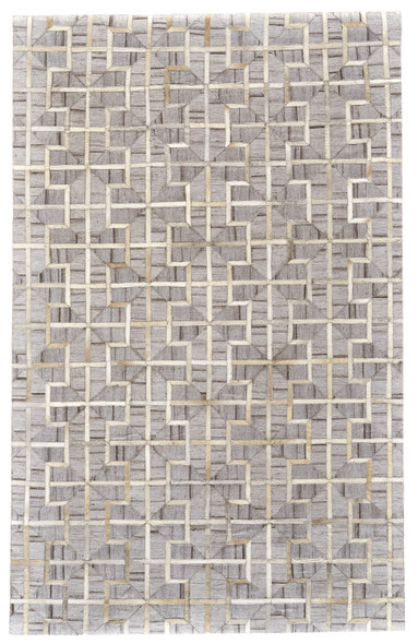 2' X 3' Gray Ivory And Brown Geometric Hand Woven Area Rug