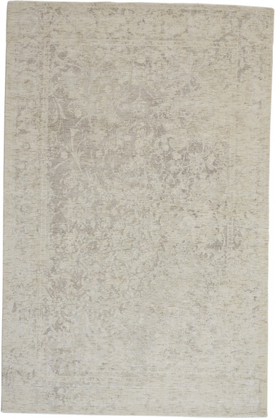 5' X 8' Ivory And Tan Abstract Hand Woven Area Rug