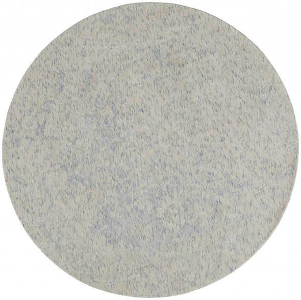 8' Ivory Blue And Tan Round Abstract Hand Woven Area Rug