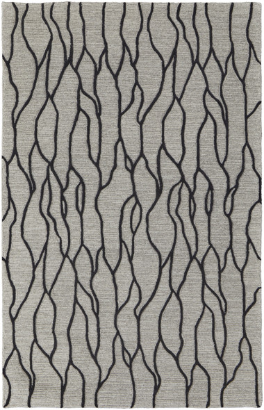 2' X 3' Taupe Black And Gray Wool Abstract Tufted Handmade Stain Resistant Area Rug