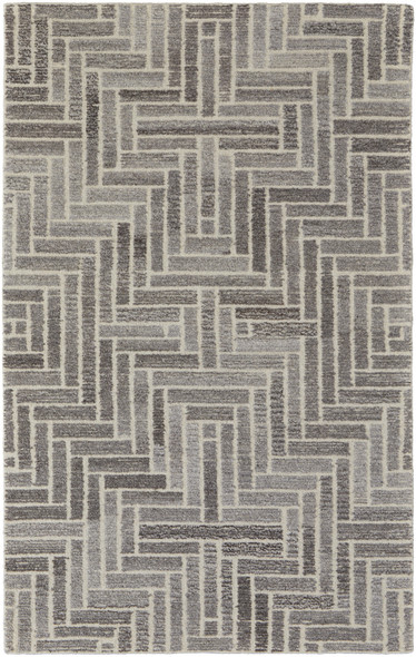 2' X 3' Taupe Gray And Tan Wool Geometric Tufted Handmade Area Rug