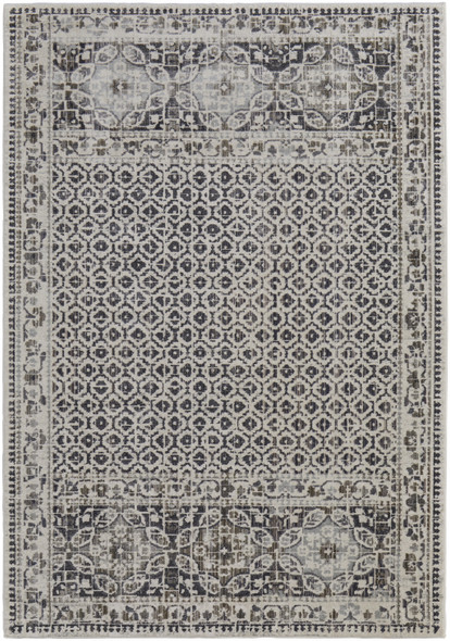 8' X 11' Ivory Taupe And Gray Abstract Stain Resistant Area Rug