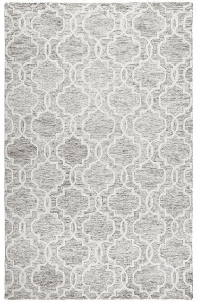 8' X 10' Gray And Ivory Wool Geometric Tufted Handmade Stain Resistant Area Rug