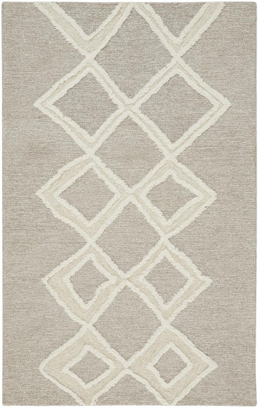 8' X 10' Gray And Ivory Wool Geometric Tufted Handmade Stain Resistant Area Rug