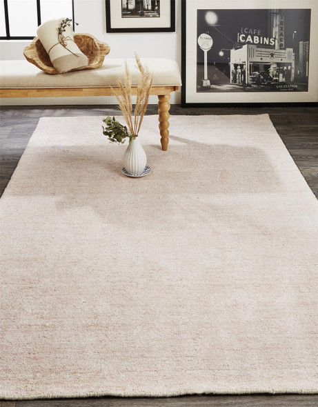 5' X 8' Pink And Ivory Hand Woven Area Rug