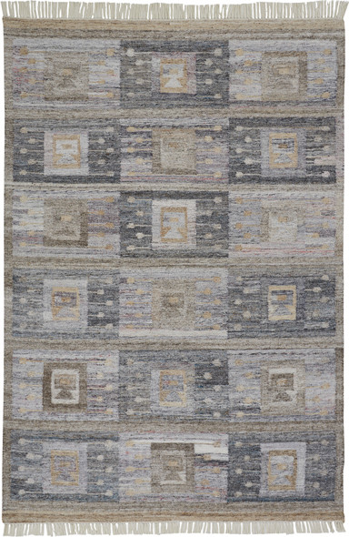 10' X 13' Gray Taupe And Tan Geometric Hand Woven Stain Resistant Area Rug With Fringe